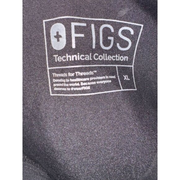 Figs Black Scrub Top XL Technical Collection Short Sleeve Medical Uniform - Picture 2 of 5